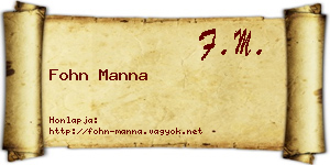 Fohn Manna névjegykártya